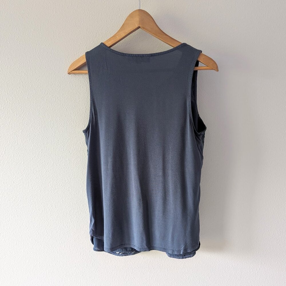 Ann Taylor LOFT Blue Tank Top Floral Lace + Lining Size M - Picture 2 of 6
